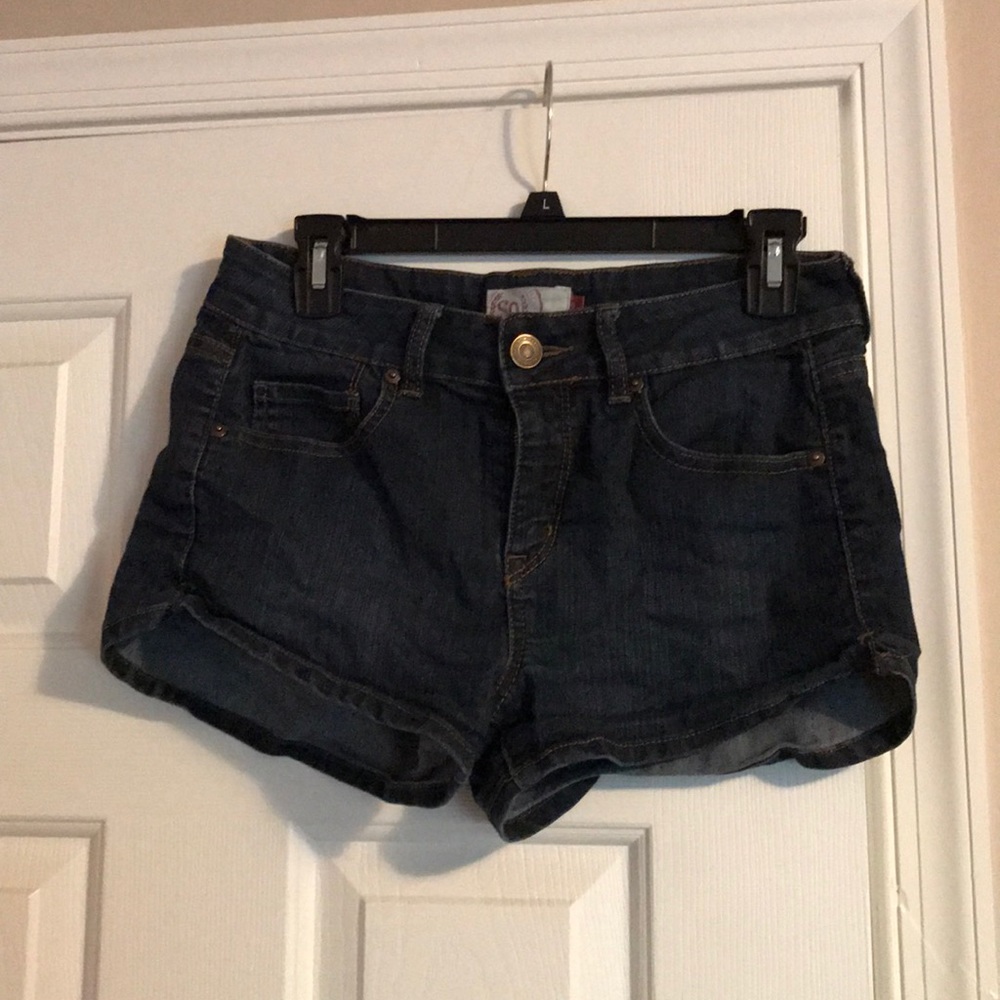 Dark jean high waisted booty shorts